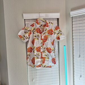 Hurley Size L Short Sleeve Light Casual Button Up Cotton Shirt